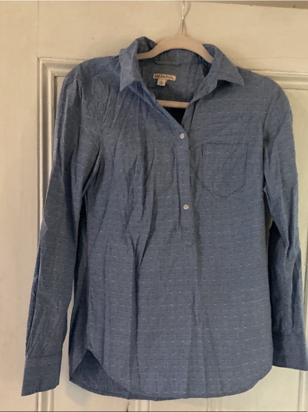 Merona Light Blue Dot Popover Shirt